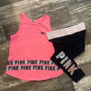 Victoria Secret Bling ombré leggings & tank set. Size large